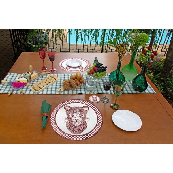 Jogo Porta-Copo Redondo Leopardo Marsala - Imagem 2