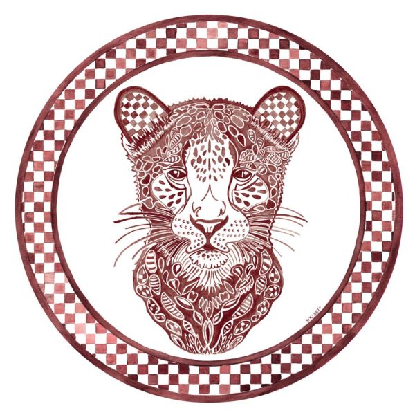 Jogo Americano Redondo Leopardo Marsala