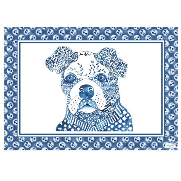 Jogo Americano Retangular Bulldog Azul