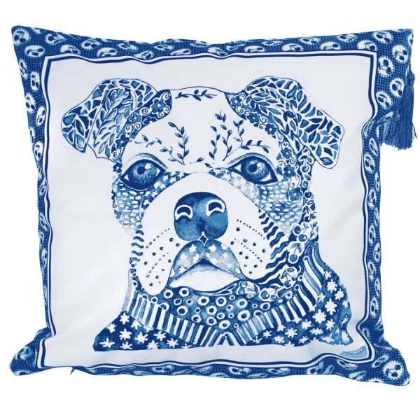 Capa Almofada Bulldog Azul