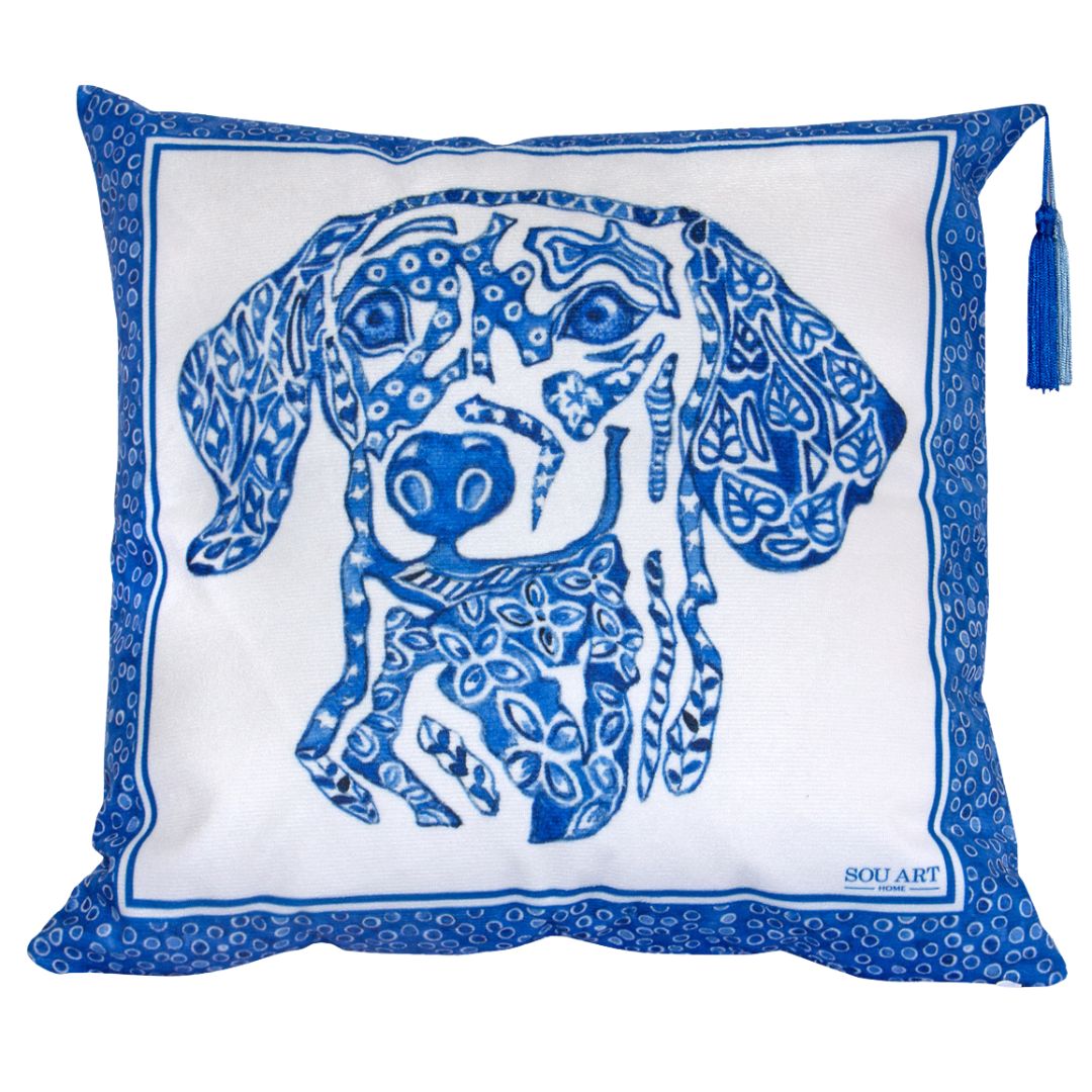 Capa de Almofada Basset Azul