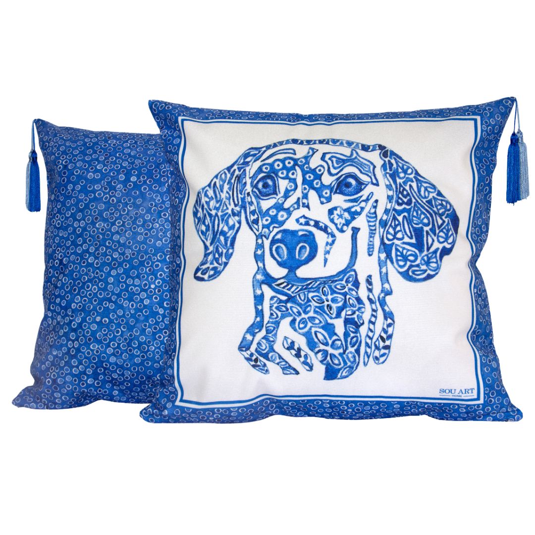 Capa de Almofada Basset Azul - Imagem 2