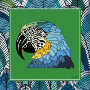 Lenço de Seda Arara Colorida