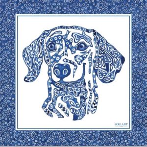 Lenço de Seda Basset Azul