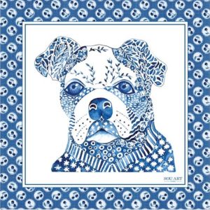 Lenço de Seda Bulldog Azul