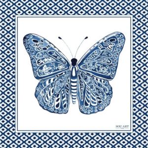 Lenço de Seda Borboleta Azul