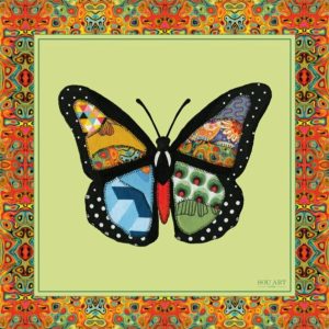 Lenço de Seda Borboleta Colorida