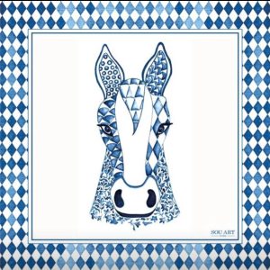 Lenço de Seda Cavalo Azul