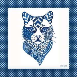 Lenço de Seda Gato Azul