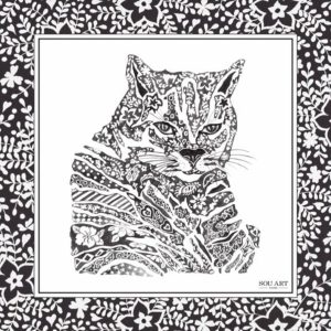 Lenço de Seda Gato Selvagem Preto
