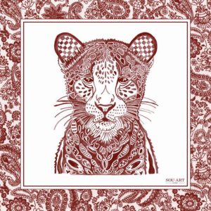 Lenço de Seda Leopardo Marsala