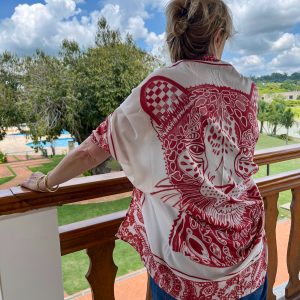 Lenço de Seda Leopardo Marsala
